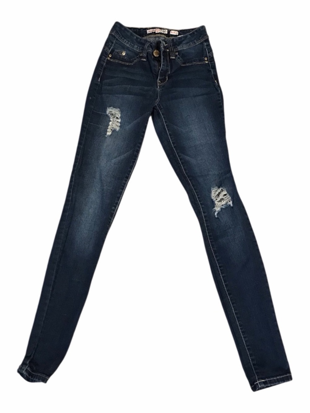 YMI Midnight Wash Ripped Skinny Jeans, Size 1